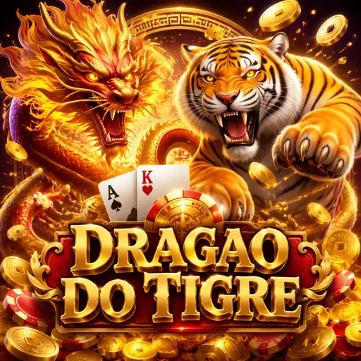 Mesa de Dragon Tiger com cartas de dragão e tigre viradas pelo crupiê