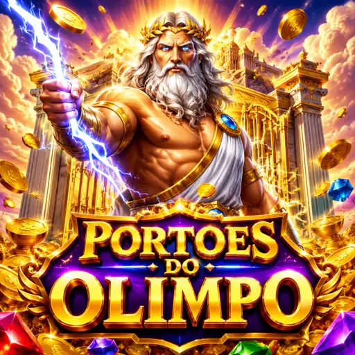 Cartão do jogo Gates of Olympus com Zeus e símbolos de multiplicador